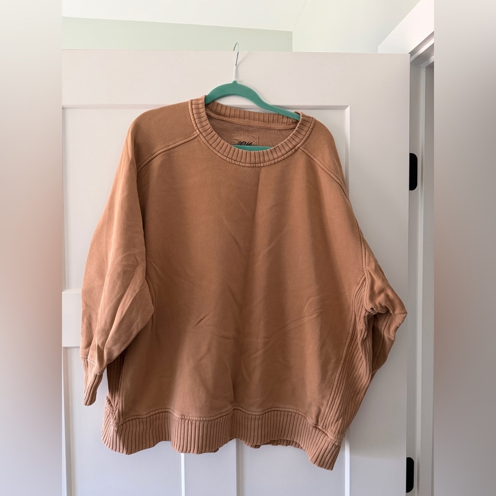 Aerie Down-To-Earth Crew Sweatshirt Size XL color: cappuccino